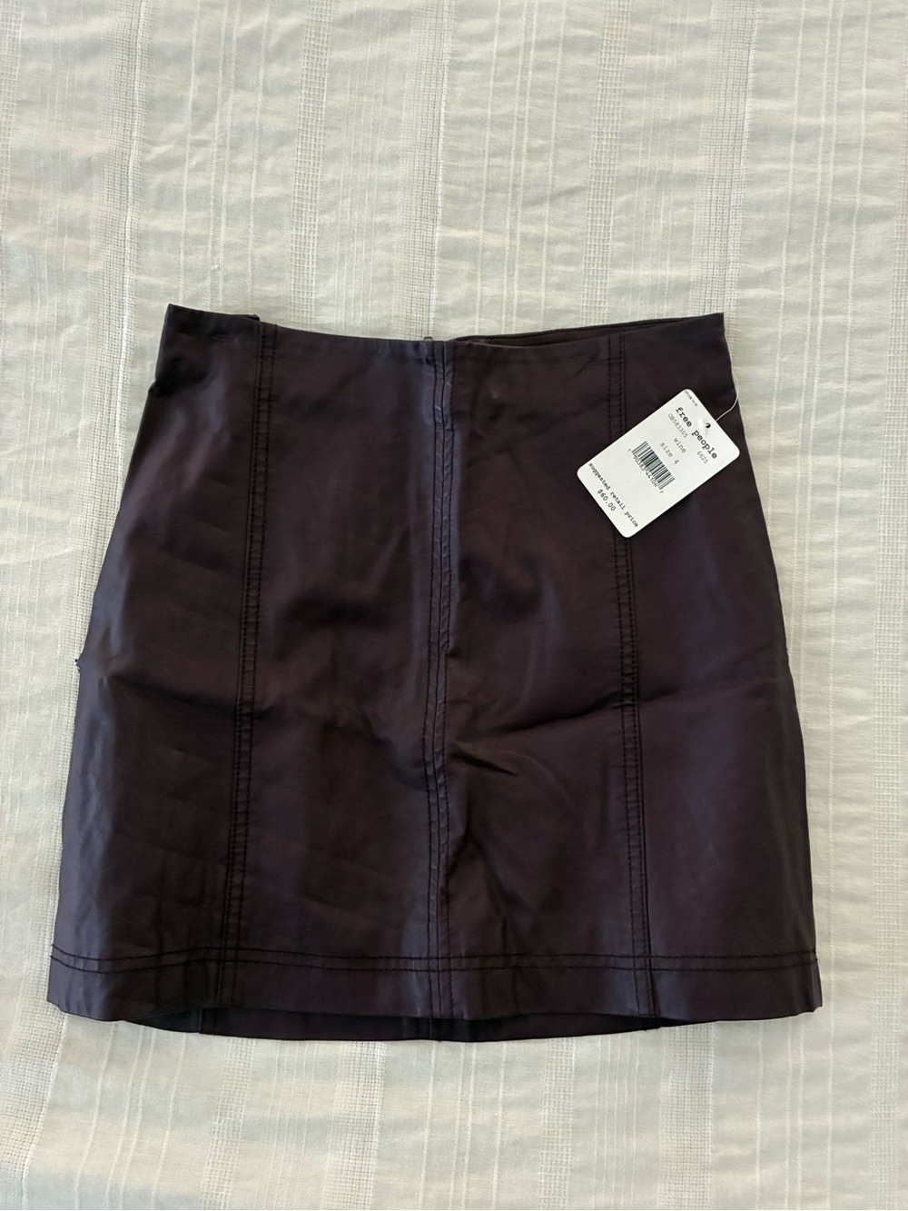 Free People Plum Panel Leather Mini Skirt